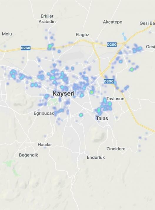 kayseri corona haritasi 7 mayis 2020