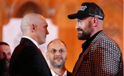 Usyk ve Fury'den 12 dakikalk kesintisiz gz temas