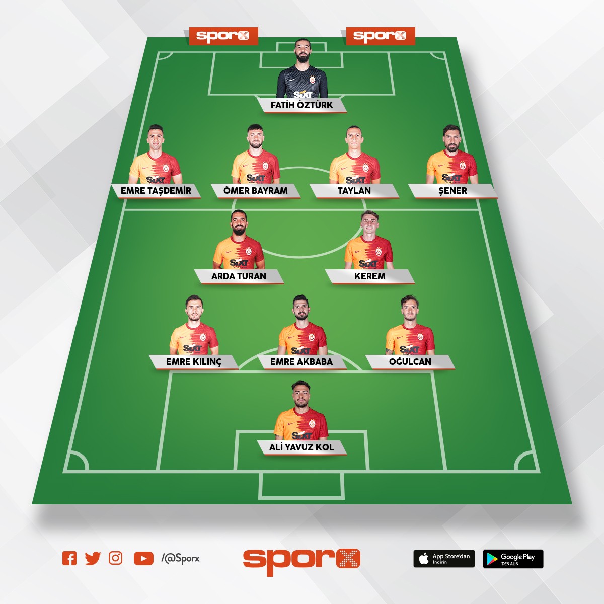 Galatasaray Full Türk Oyuncular Sporx İlk11